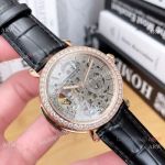 2019 Replica Vacheron Constantin skeleton Watch Diamond Bezel Rose Gold